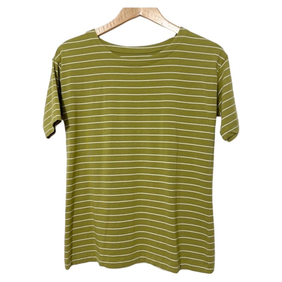 J Jill Womens Luxe Supima Striped Casual Elbow Tee - Picture 1 of 4